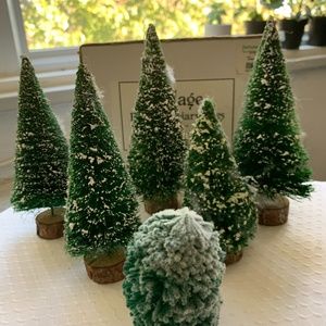 Department 56 Snow Village Frosted Topiary Trees Set of 6 In Original Box